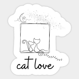 Two cute cats in square frame Sticker